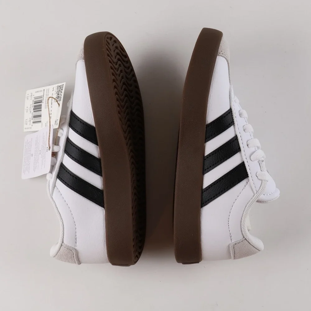 Adidas VL Court 3.0 K Sneakers White Black Gum 11K Leather NWT ID9062